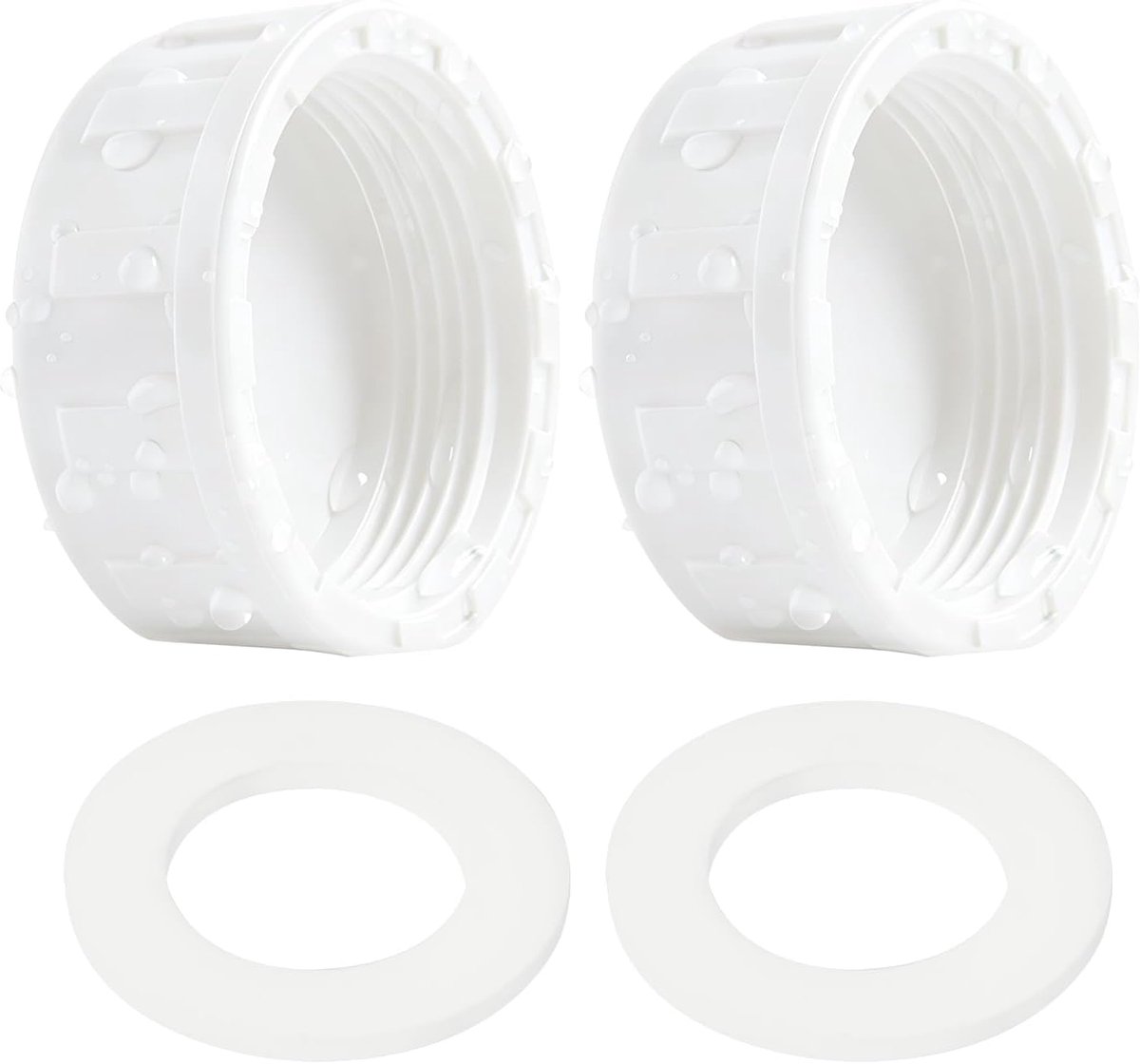 2 Stuks PVC Schroefkap 25mm Wit met Rubberen Afdichtingen voor 3/4'' Binnendraad Slangkoppelingen, Duurzame Eindkap voor Tuin en Sanitair