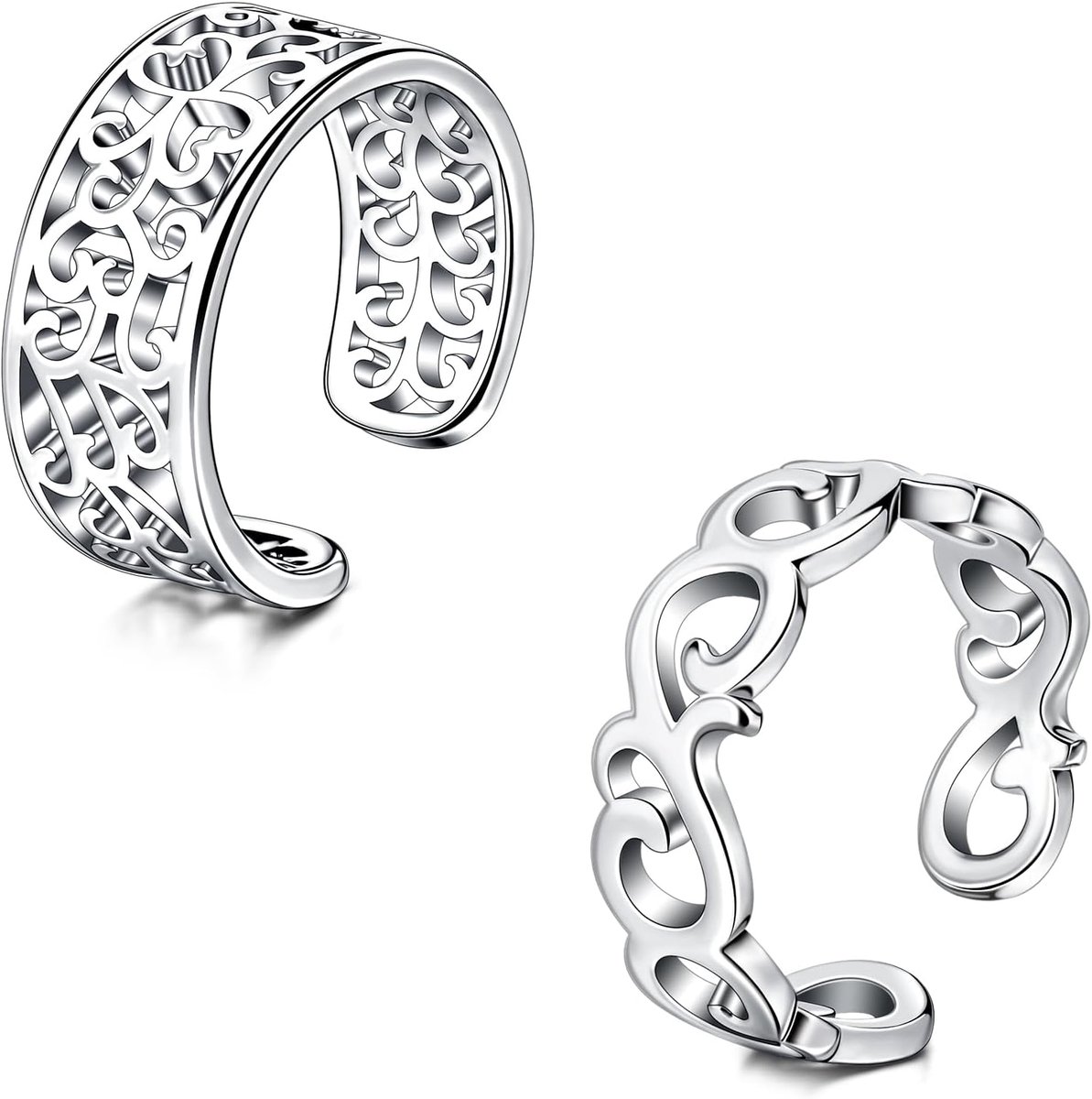 2-4Pcs Goud Zilver Teen Ring Rvs Verstelbare Bend Open Teen Ring, Bloem Pijl Blad Plain Dunne CZ Teen Vinger Staart Ring Zomer Strand Voet Sieraden Set voor Vrouwen Mannen