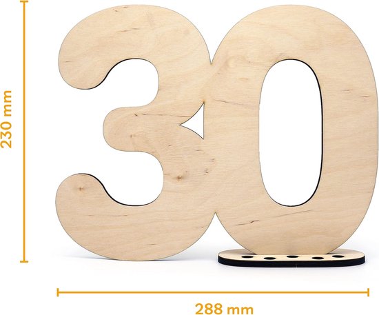 Houten gastenboek, decoratief bord met cijfer 30, om zelf te beschrijven als cadeau met standaard en verjaardagskaarsenhouder, voor 30e verjaardag mannen, decoratie, vrouwendecoratie, 30 jaar van houten — afbeelding 2