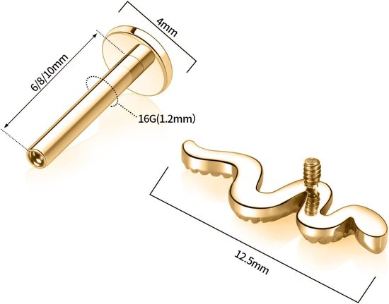 Labret Sieraden G23 Titanium Labret Studs 16G Lip Studs CZ/Opaal Kraakbeen Oorbel Flatback Oorbel Intern Schroefdraad Monroe Lip Helix Kraakbeen Conch Tragus Oorbel Piercing 6 8 10mm — afbeelding 2