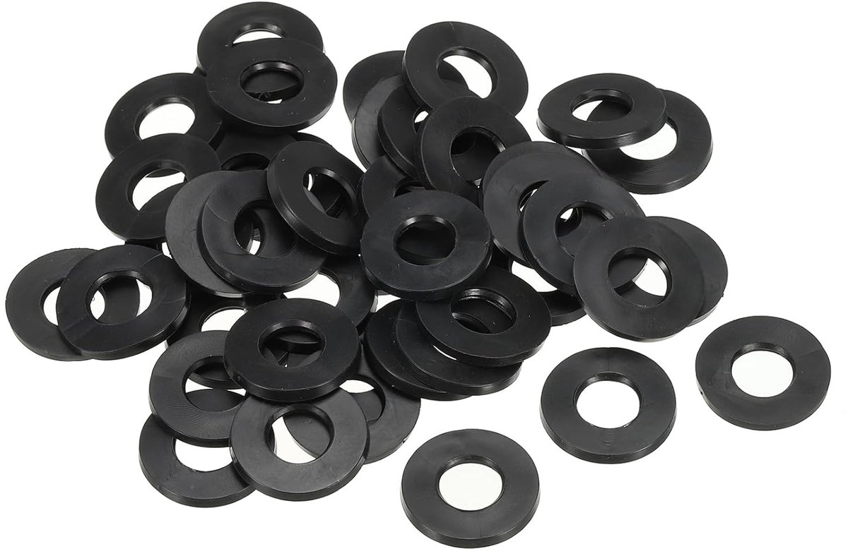 M8 Rubberen sluitringen, rubberen afdichting, rond, 120 stuks, 8 mm ID, 18 mm OD, 1,5 mm dik, platte sluitringen, set, afdichtingsrubber voor kraanbuis, bevestigingsschroef, zwart
