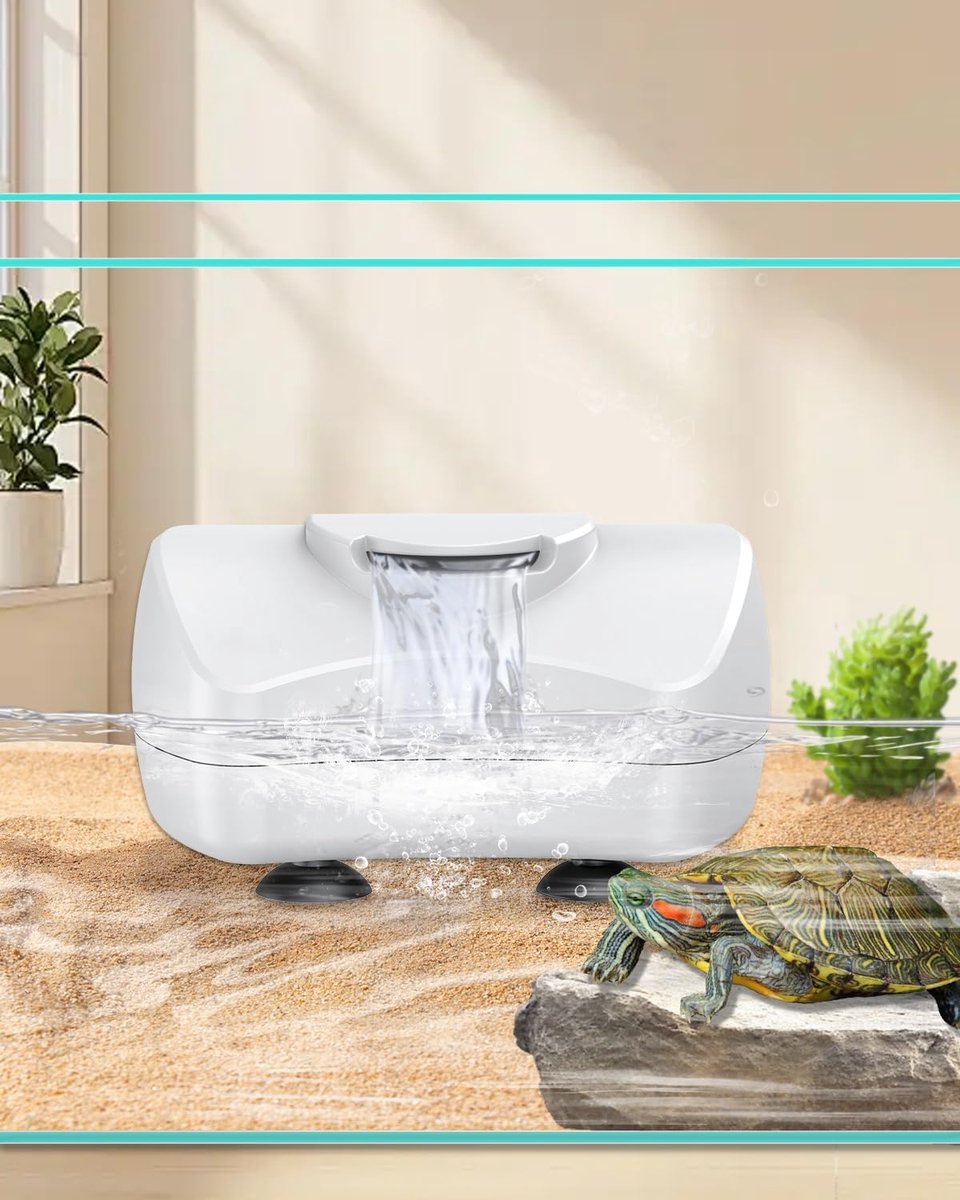 Binnenfilter voor schildpadden en amfibieën, 300 l/u, 4 W, mini-filter voor aquaria van 1-35 liter, biologische filtratie bij laag waterniveau, ultra stil