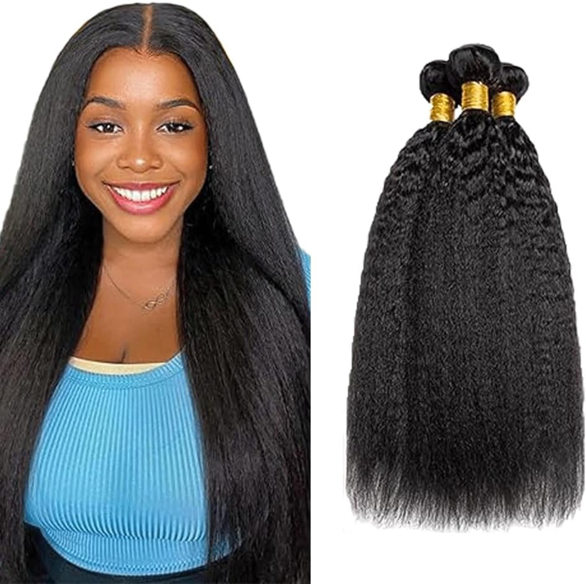 26 28 30 Inch Yaki Straight Peruik Dames Bundles Human Hiar Unprocessed Brazilian Virgin Human Hair Extensions #4 Chocolate Brown Bundle With Minimal Shedding For Women