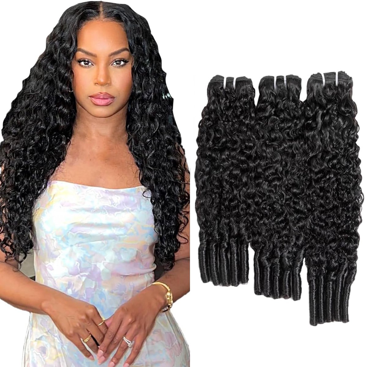 26 28 30 Inch Burmese Curly Water Wave Perücke Damen Bundles Human Hiar Brazilian Virgin Human Hair Extensions #1B Natural Black Mensliches Haar Bundle With Minimal Shedding For Women