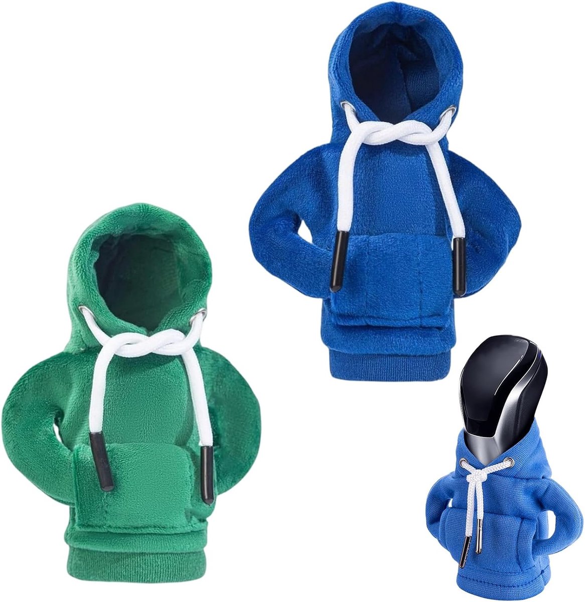 2 Stuks Versnellingspook Hoodie Cover, Schakelpook Decoratie voor Auto, Zachte Stoffen Schakelpook Hoes met Capuchon, Auto Interieur Accessoire voor Handgeschakeld en Automaat