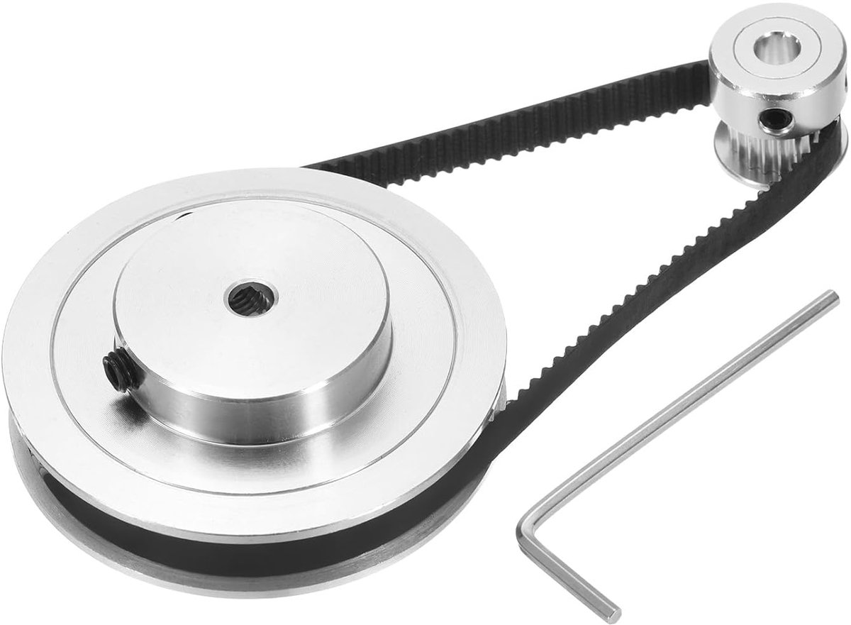GT-2 synchrone wiel 20 & 80 tanden 5 mm gat, tandriemschijf van aluminiumlegering met 1 stuk lengte 250 mm breedte 6 mm riem voor 3D-printer, CNC-machine (20-80T-5B-6)