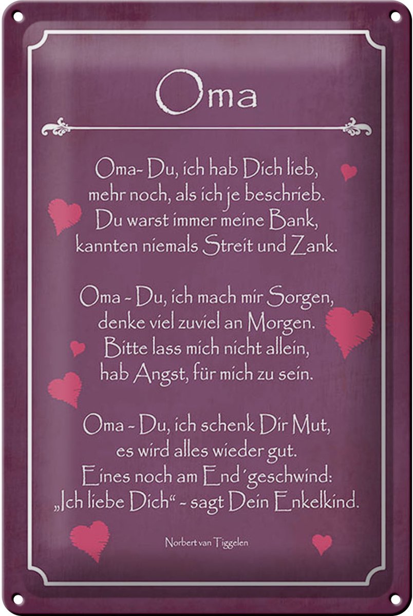 Blechschild Spruch 20x30 cm Oma Deko Schild