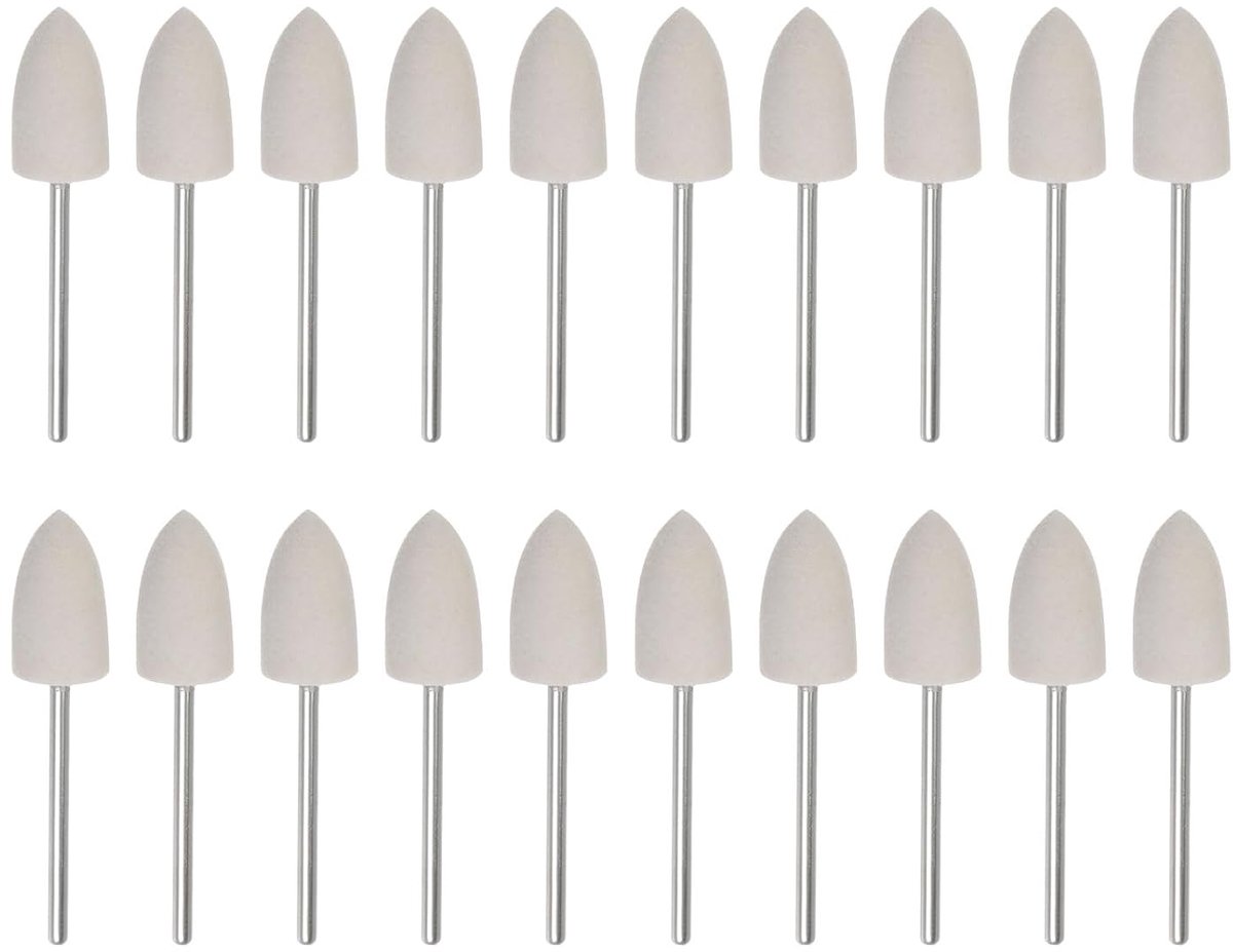 20 stuks wolvilt, gemonteerde doornpunten, 10 mm kop, 1/10 inch schacht, conische polijstboor, bramen, vilt, polijstschijf voor draaigereedschap