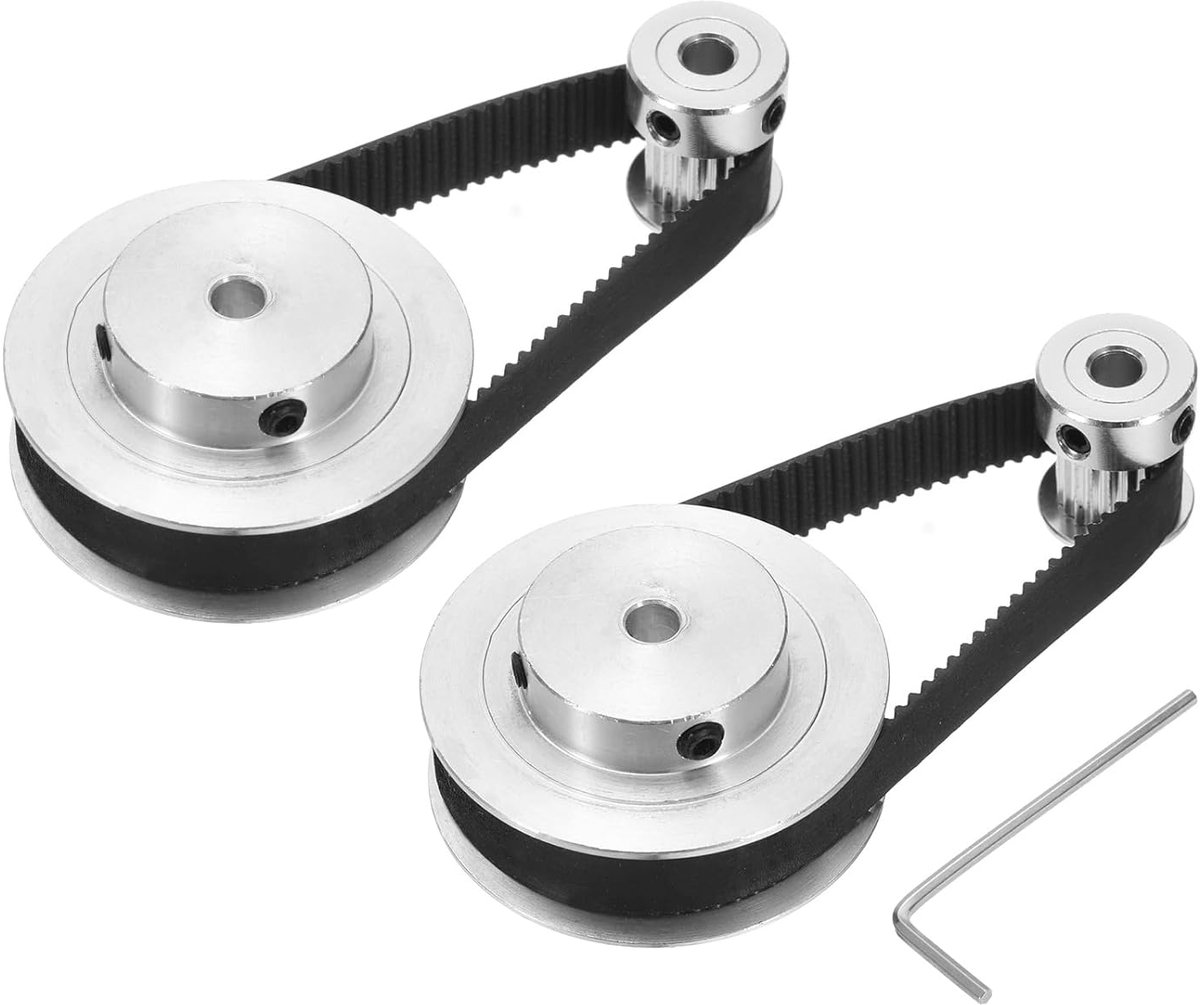 2 sets GT-2 synchrone wiel 20 & 60 tanden 5 mm gat, tandriemschijf aluminiumlegering met 2 stuks lengte 200 mm breedte 10 mm riem voor 3D-printers, CNC-machine (20-60T-5B-10)