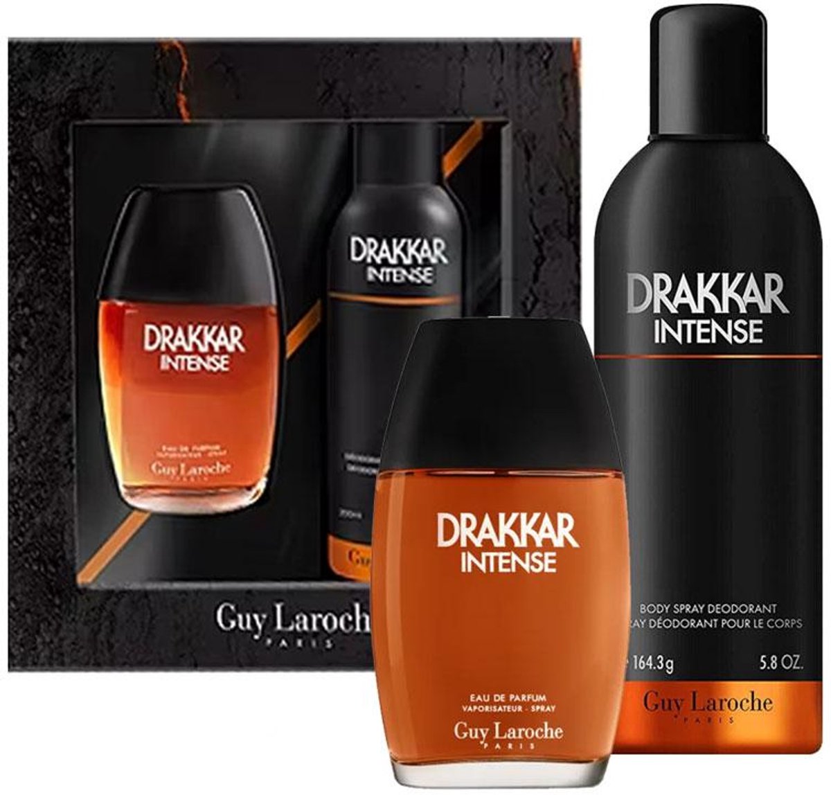 Guy Laroche Drakkar Noir Intense Eau De Parfum For Men 100 Ml And Drakkar Noir Intense Body Spray 200 Ml