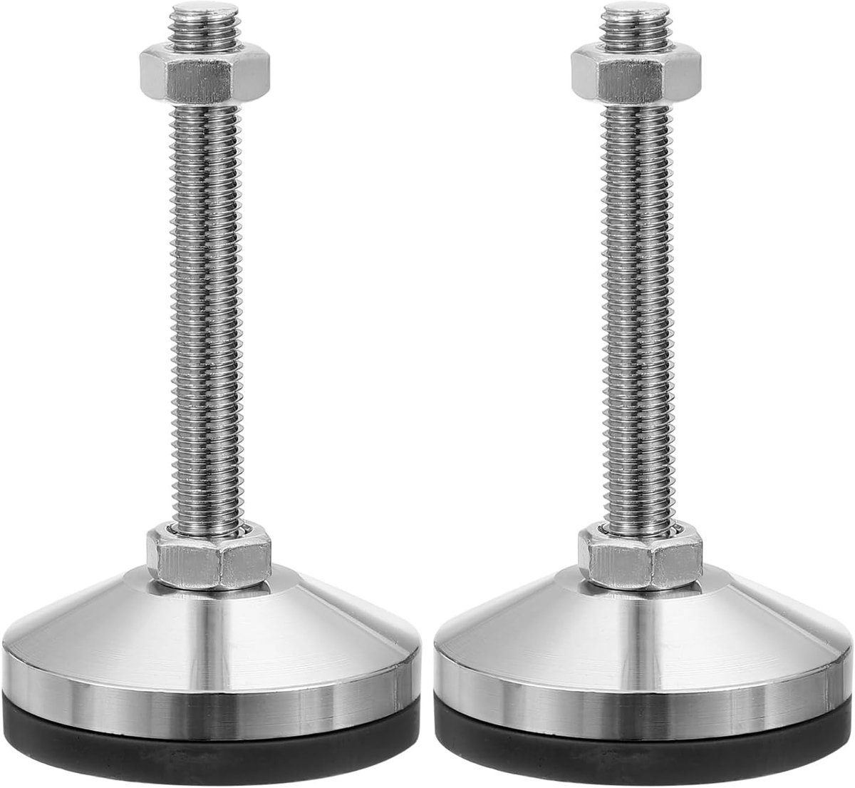 Meubels nivellerende voeten 3,2 inch Dia Base M14 Draad, 2 stuks Koolstofstaal Verstelbare Schroefdraad Meubellevers Schroef op Been Leveler met Pads voor Bureaustoelkast, Zwart
