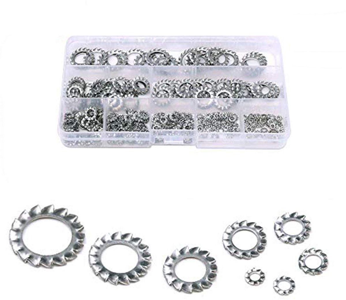 300 stuks 304 roestvrij staal buitenvertanding push op vergrendelingen sluitringen assortiment kit, M2.5 M3 M4 M5 M6 M8 M10 M12