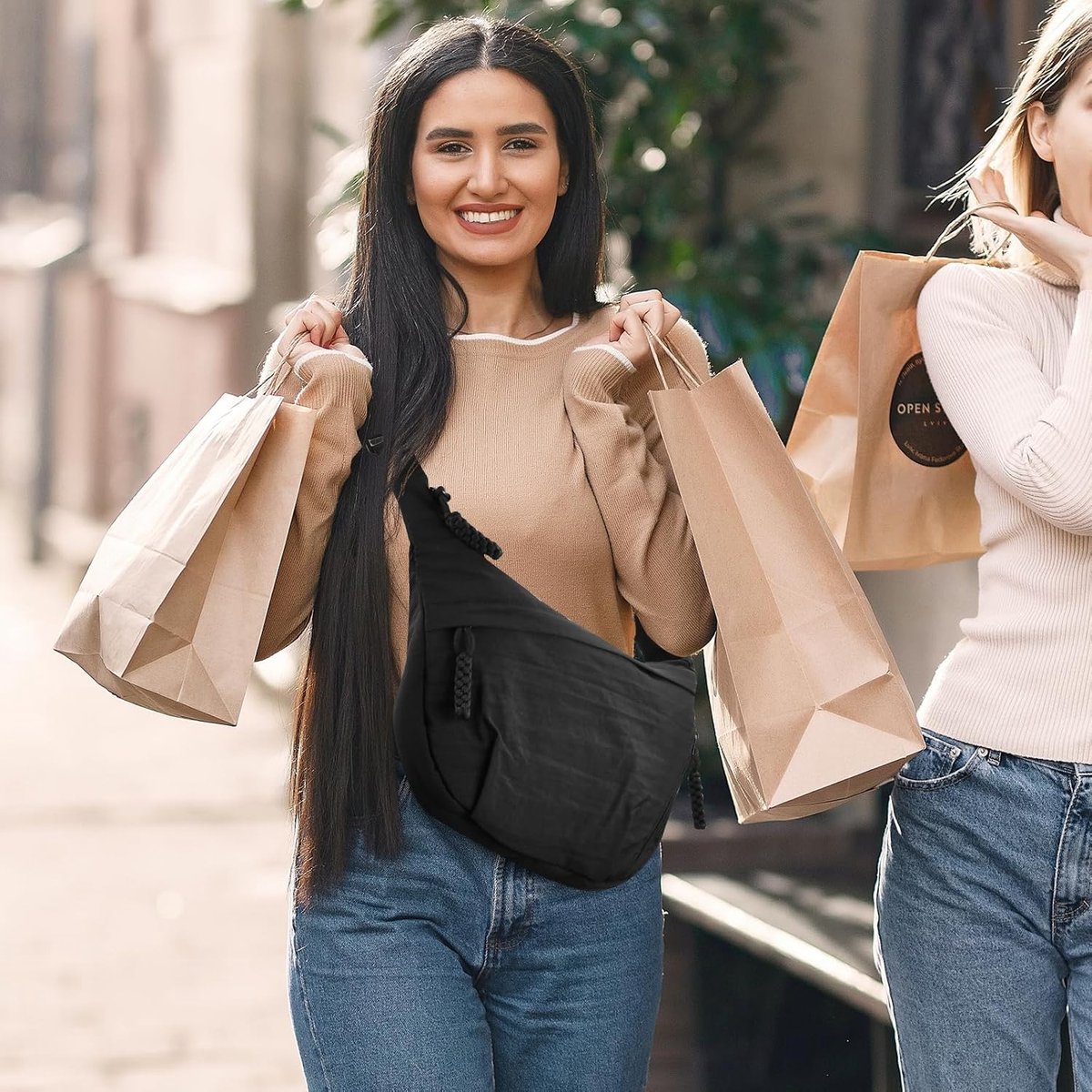 Schoudertas voor dames, halve maan schoudertas voor dames, schoudertas met verstelbare schouderriem, messenger crossbody tas voor winkelen reizen, halve maan schoudertas