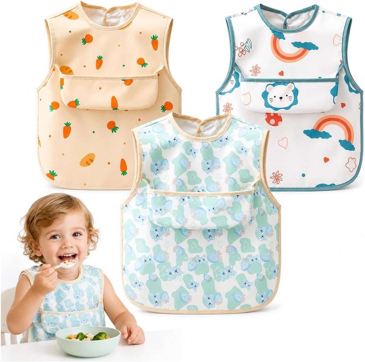 3 stuks PU waterdichte slabbetjes