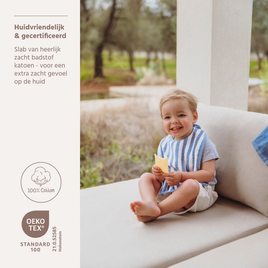 Meyco Baby Fat Stripe Slab - 3-pack - Jacquard Badstof - Jeans Blue van Meyco Baby — afbeelding 2
