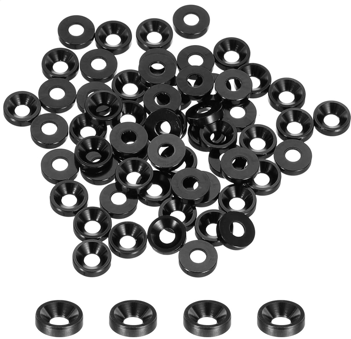 60 stuks sluitringen M3, geanodiseerde aluminiumlegering 8 mm/0,31 inch, afdichtingen voor schroeven RC/FPV/PC/drone/mechanische accessoires, model onderdeel, zwart