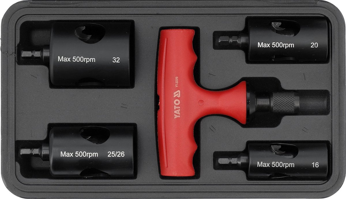 Professionele Kalibratortool Set met Ontbramer (16, 20, 25/26 & 32 mm) – Voor PEX & PE-RT Meerlagenbuizen – Inclusief T-Handgreep & Koffer