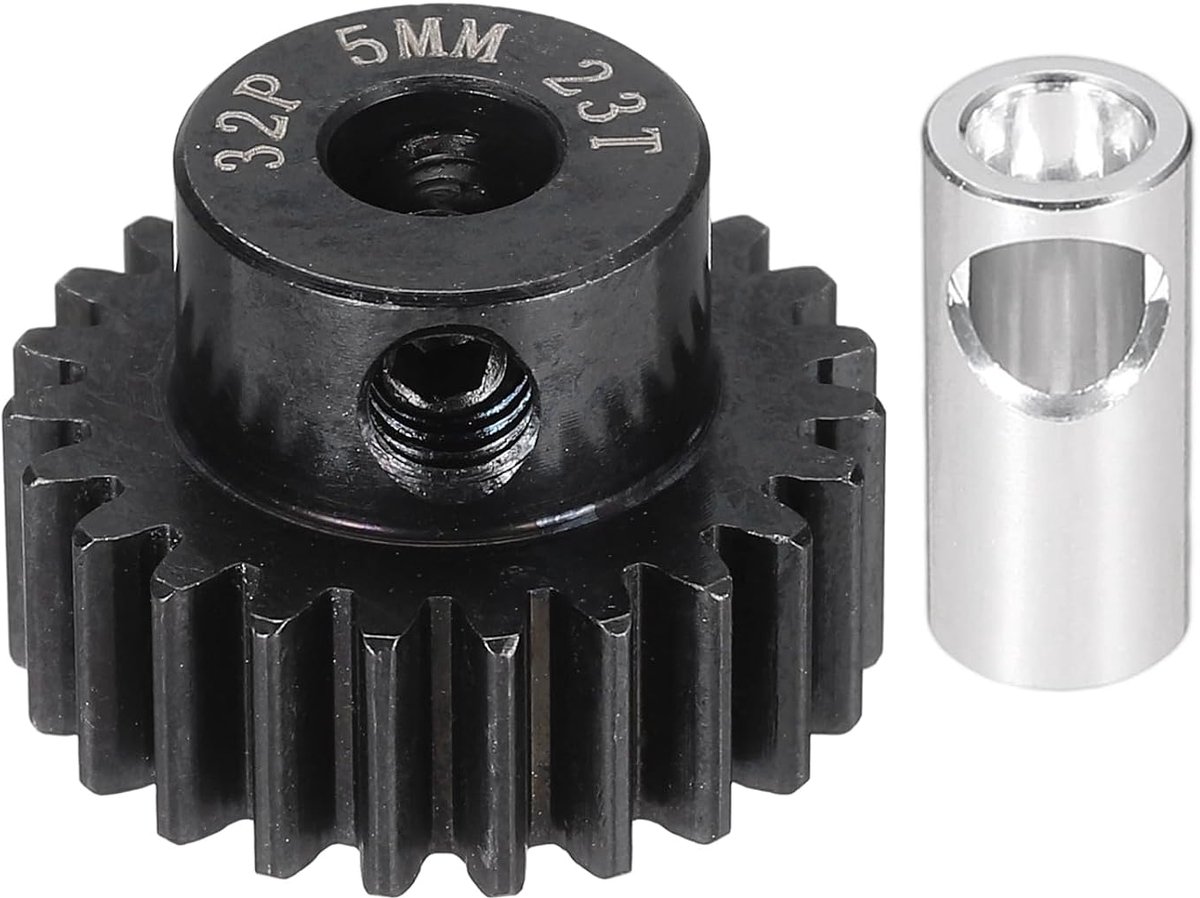 Tandwielset van staal 32P met adapter, transmissie, 23T krukas 5 mm, voor RC-voertuigen, vrachtwagens, auto-driftonderdelen, zwart