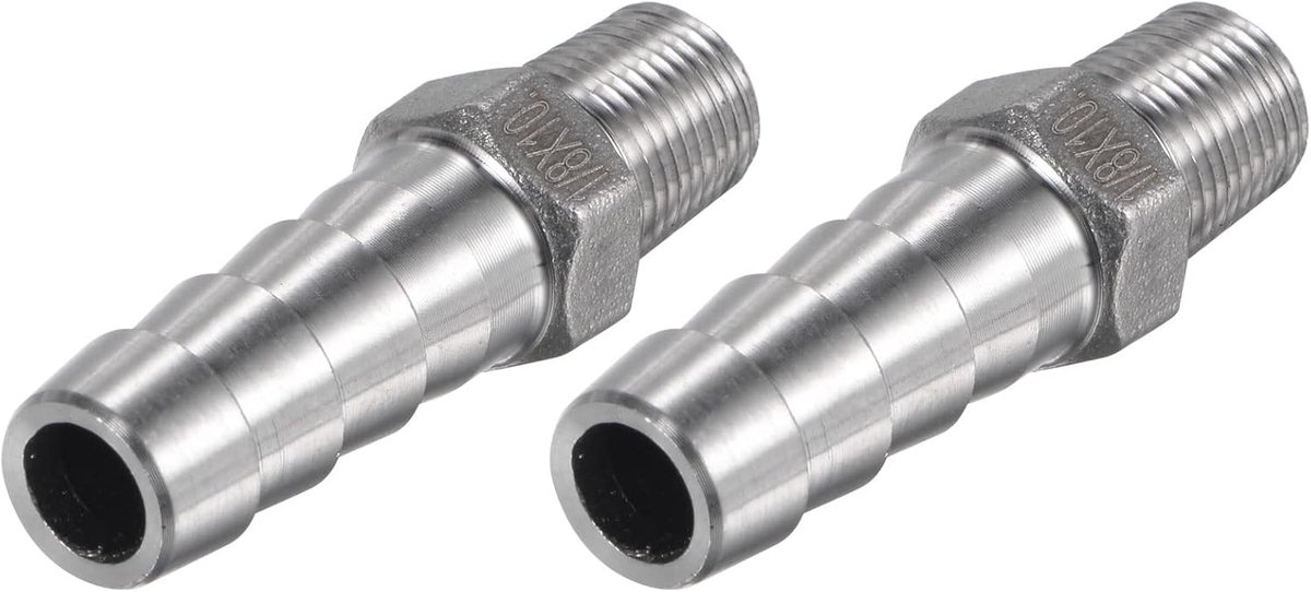 sourcing map 2 stuks slangtuit 10 mm AD x1/8PT buitendraad 304 roestvrij stalen buisverbinding