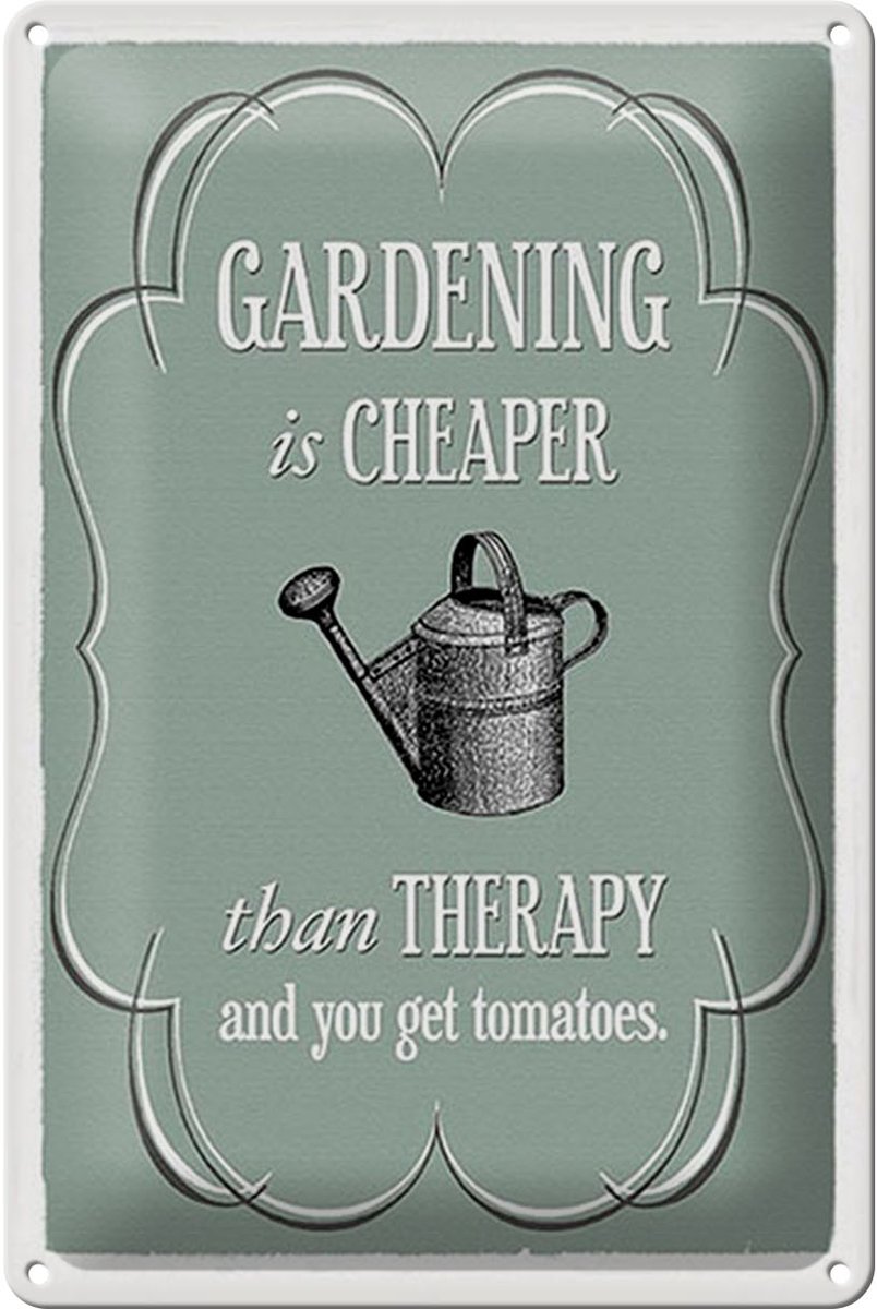 Blechschild Garten 20x30cm Gardening is cheaper Therapy