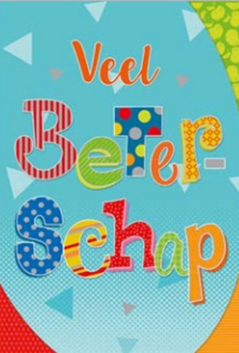 Wenskaart A4 - wenskaart XL - wenskaart - beterschap - zieke - beterschapskaart - zieke collega - opkikker