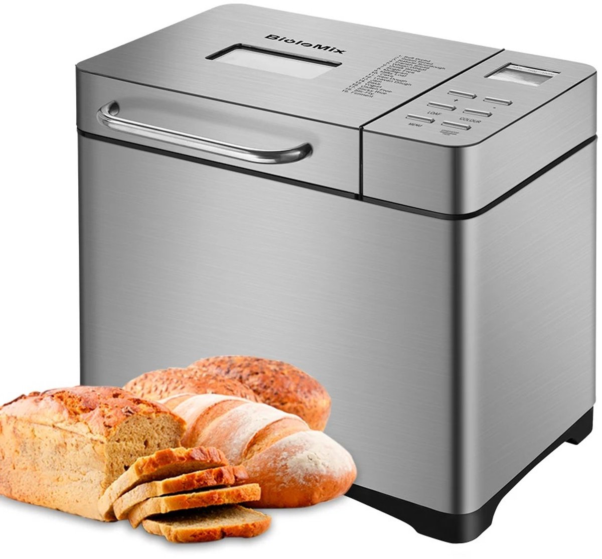 Brandistry - Broodmachine - Brood Bak Machine - Automatische Brood Maker - Rvs - 19 In 1 - 1 Kg - Programmeerbare Broodmachine