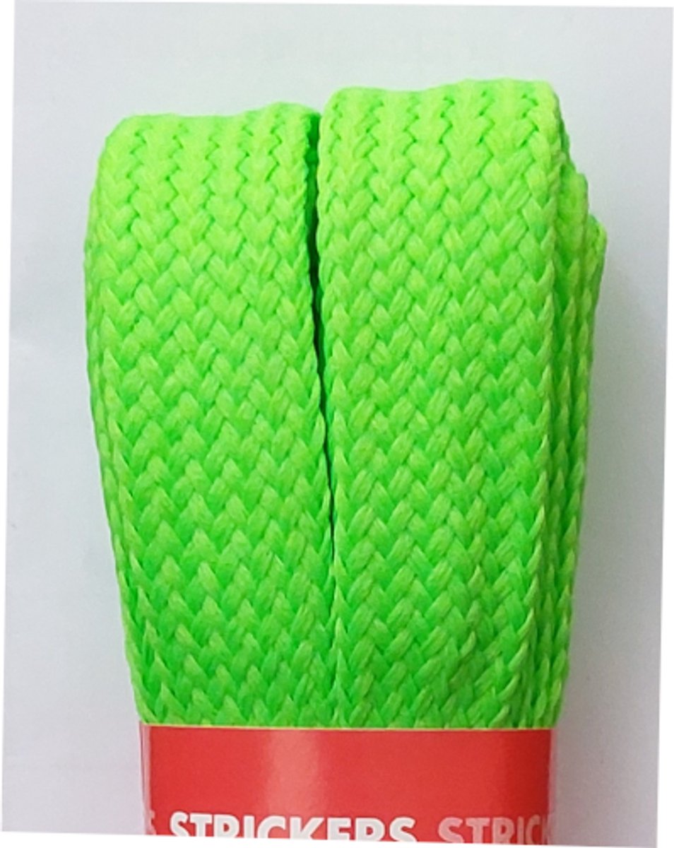 Strickers Veter - Fluoriserend Groen - Neon Groen - Plat - Extra Breed - Lengte 140 cm - Breedte 14 mm - Schoenveter