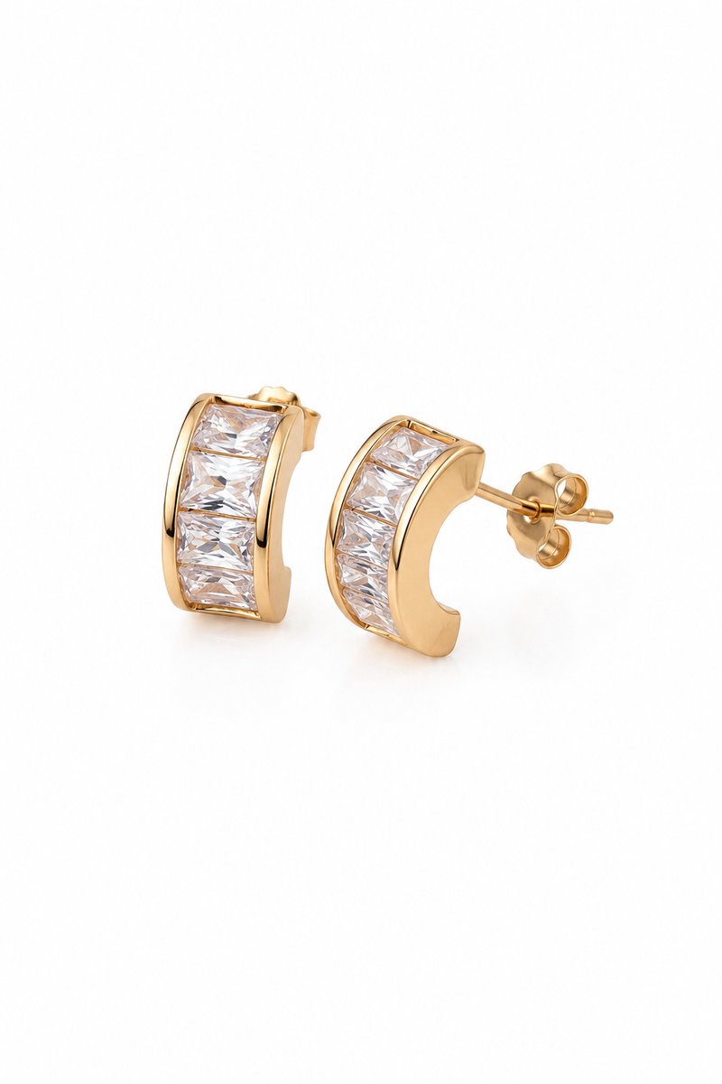 CHIVAL Elara Oorbellen Dames - 18K Verguld Goud - Goudkleurige Hoop Oorbellen met Zirkonia - Elegant - Cadeau voor Vrouw