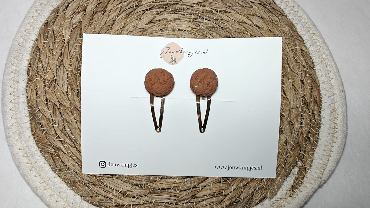 Klikklak haarspeldjes pepernoot 4cm - kinderknipjes - Sinterklaas haarspeldjes - schoencadeautjes sinterklaas - Sinterklaas knipjes- Haarspeldjes kinderen - Haaraccessoires meisjes - Sint en Piet - Kinder haarspeldjes - Kinder haarclips - Haarspeld