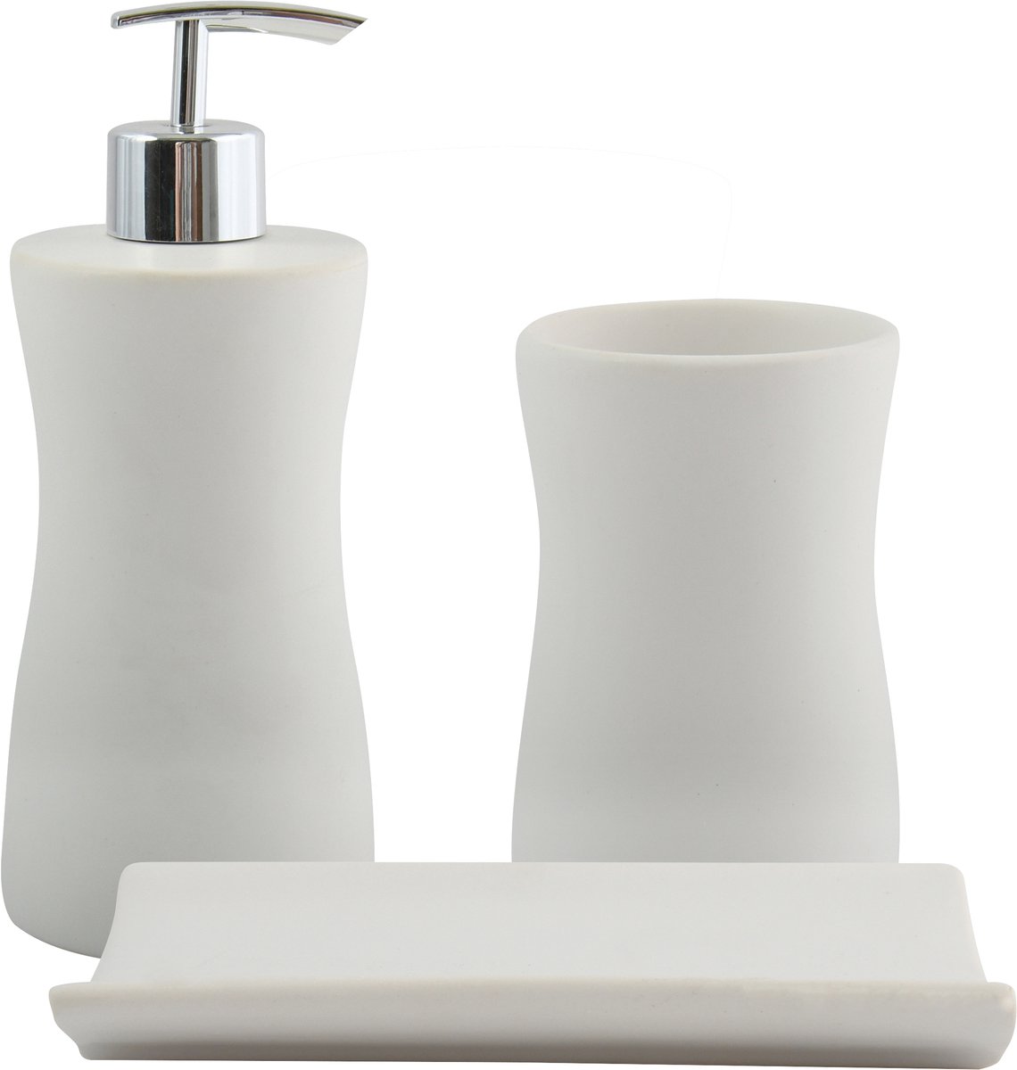 MSV Badkamer Accessoireset – 3-delige Badkamer Set met Zeepdispenser, Beker en Zeepschaal – Badkameraccessoires