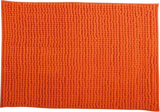 Oranje badmat 40 x 60 cm met een zachte, bubbelige textuur.