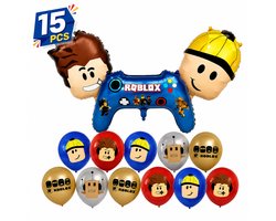 Roblox Ballonnen Set 15 Stuks – Verjaardag Ballonnen Jongens – Roblox Feestdecoratie – Gaming Verjaardag Versiering – Folie & Latex Ballonnen