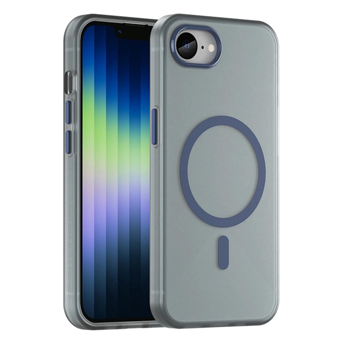Mobigear Hoesje geschikt voor Apple iPhone 17e MagSafe Telefoonhoesje Hardcase | Mobigear Shockproof Backcover | Geschikt voor MagSafe | Geschikt voor Draadloos Opladen met Magnetische Ring | Geschikt voor MagSafe Case - Donkerblauw