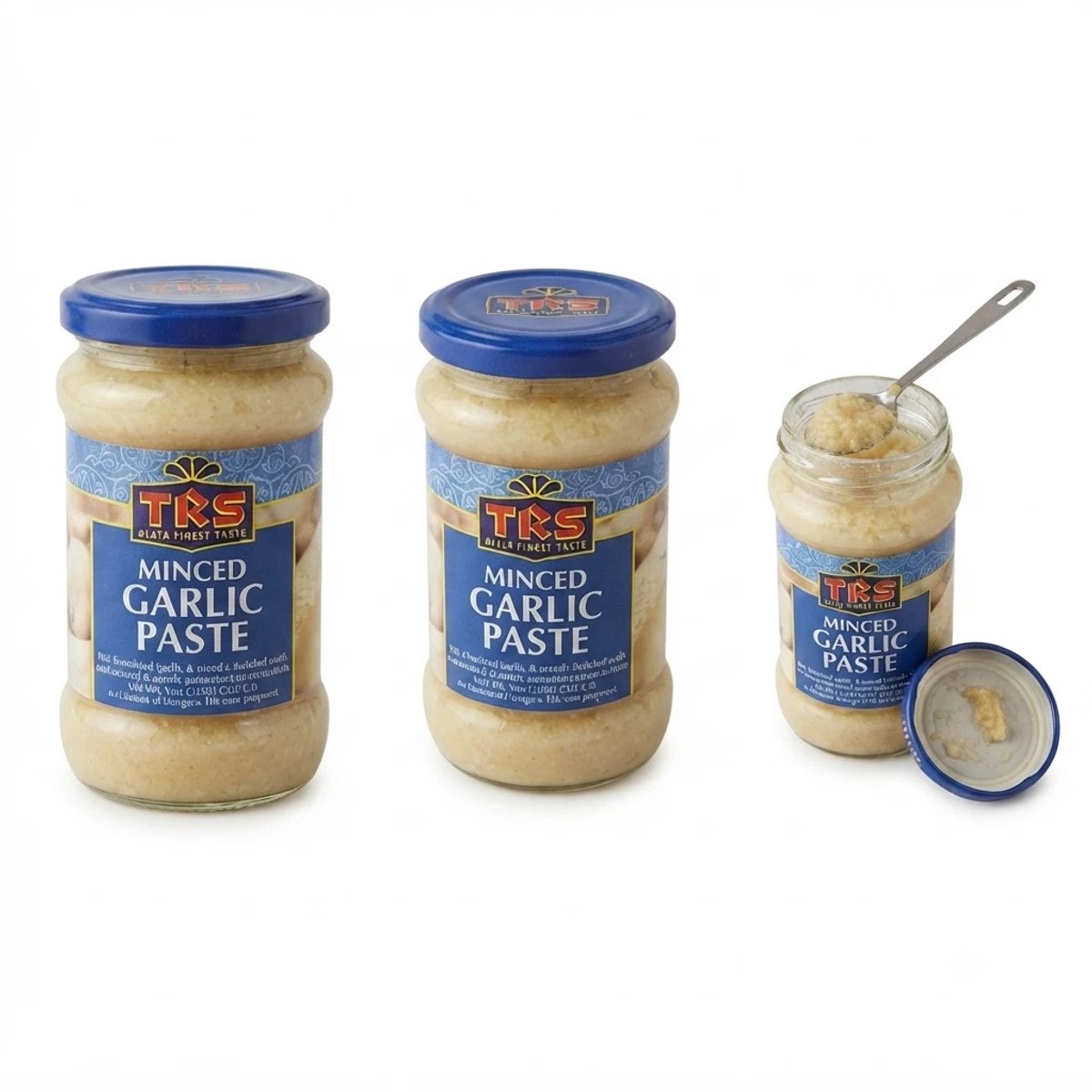 TRS Minced Garlic Paste - Authentieke Fijngesneden Knoflookpasta - Premium Kwaliteit Smaakmaker voor Gerechten - Handige Glazen Pot - 300g - 1 Stuk