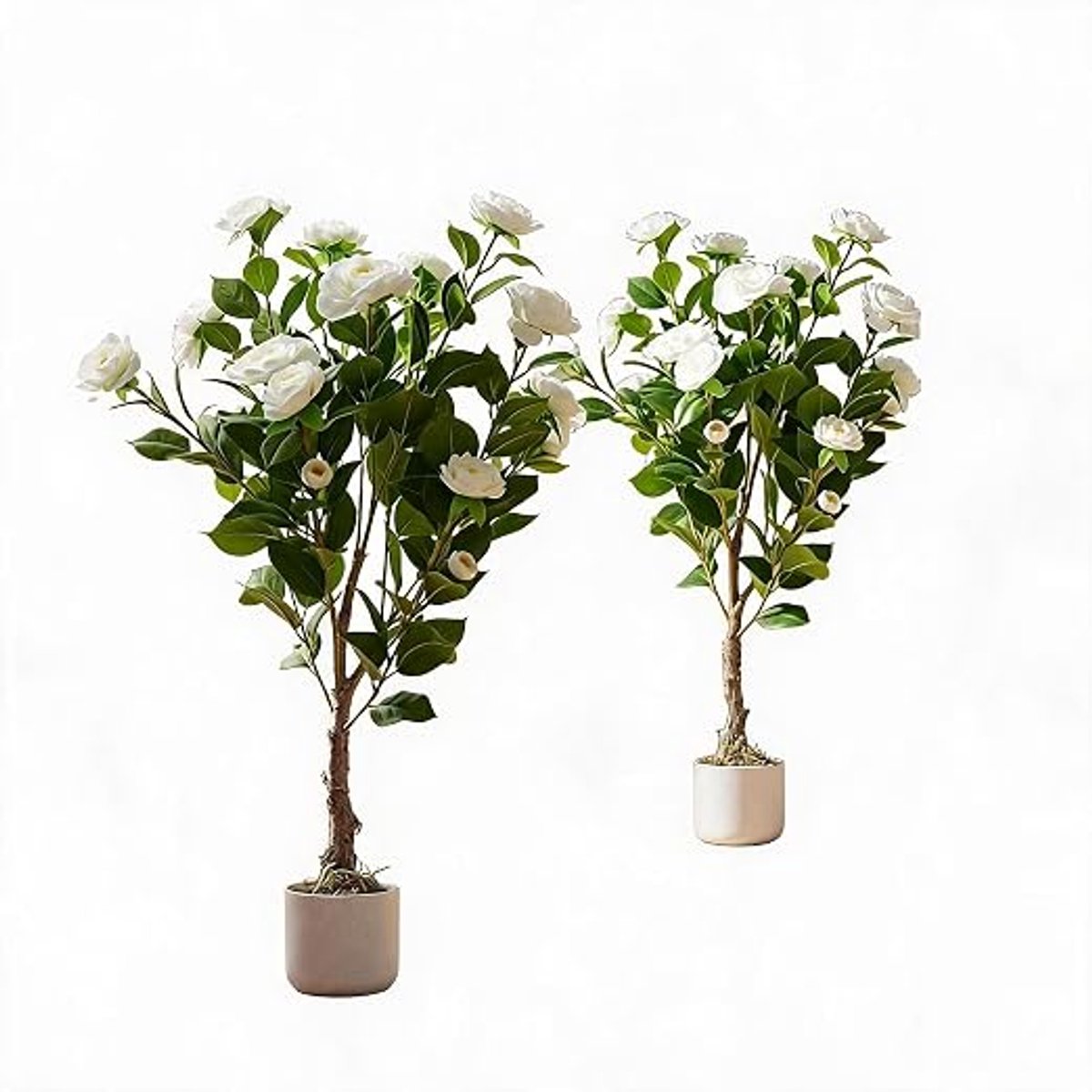 HOERFURIY - Kunst Camellia Boom Wit 2 stuks - Weerbestendig - Kant en klaar geplaatst