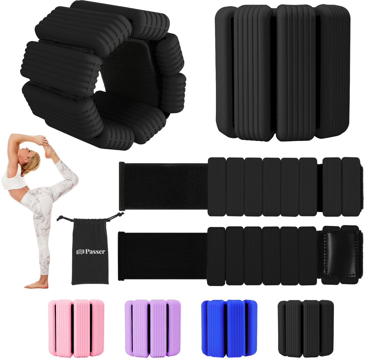 Gewichten voor benen en armen voor dames en heren, set van 2 stuks (elk 0,5 kg), gewichtsarmband, 1 kg, verstelbare gewichtsmanchetten voor fitness, yoga, pilates, aerobic, wandelen, zwemmen