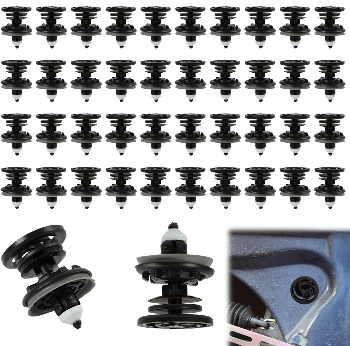 40 stuks deurbekleding clips voor VW T5/T6 – set bevestigingsclips, kunststof bevestigingsclips met rubberen afdichting, accessoires voor mechanische bevestiging voor auto