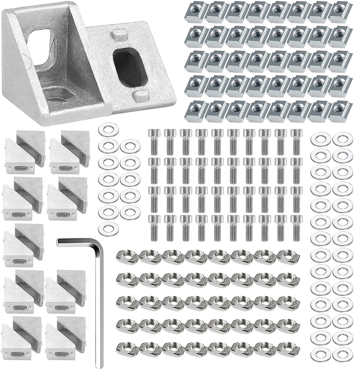 Aluminium profielen 20 x 20 mm profiel aluminium CNC, L-vormige houders 90 graden, aluminium hoekprofiel geschikt voor het versterken van tafels, 3D-printers