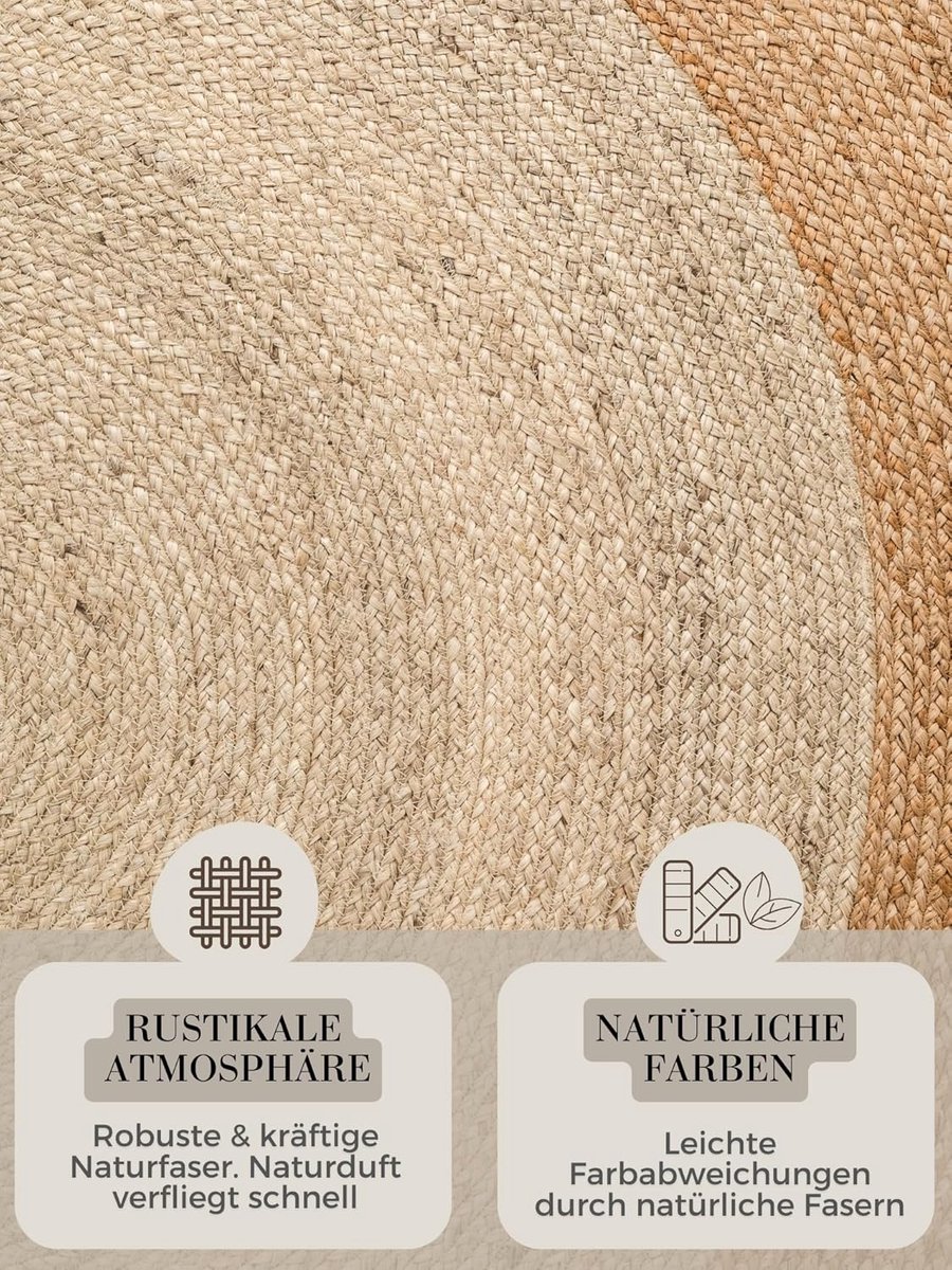 Hanse Home Jutta Jutetetapijt, natuurlijk woonkamertapijt, rond, van 100% jute, handgeweven, robuust en - ShopVlot