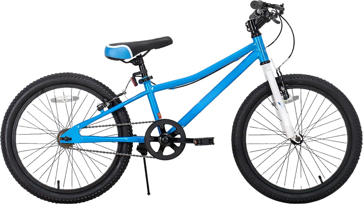 Kindermountainbike – Voor jongens en meisjes – Enkele snelheid / dubbele handremmen / standaard – Blauw / 51 cm