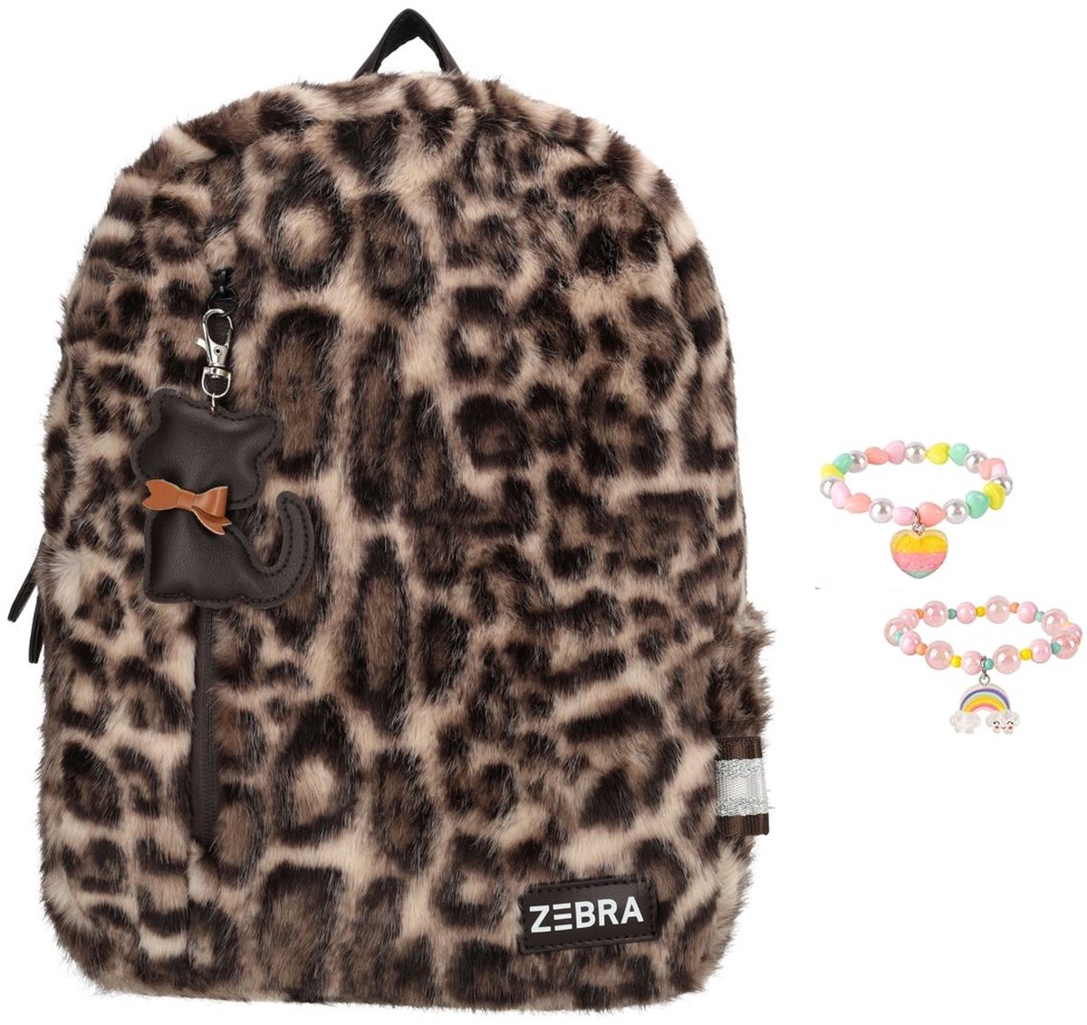 Zebra Rugzak Luna Luipaard Teddy - rugtas, schooltas, kinderrugzak + armbandje
