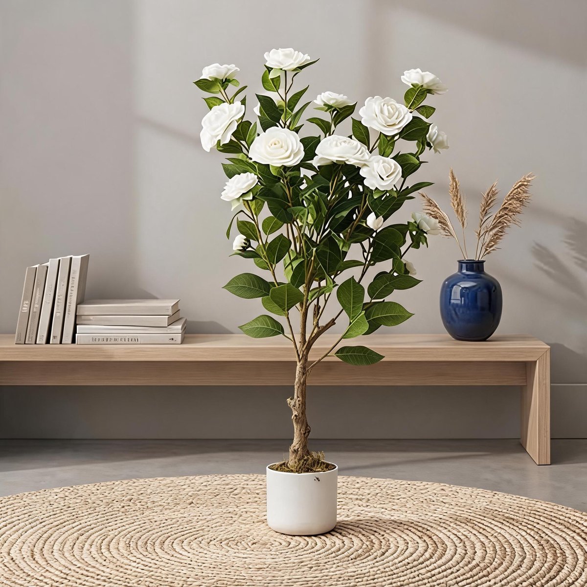 Triumpunpre - Witte Nep Camellia Boom 1 stuk - 2.8FT Mini Decor - 20 Bloemen