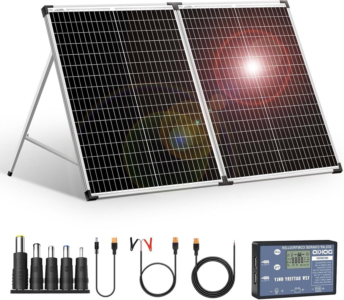 Draagbare Zonnepaneel - Opvouwbare Lader - Accu Opladen - Ingebouwde Controller - 100W - Zwart