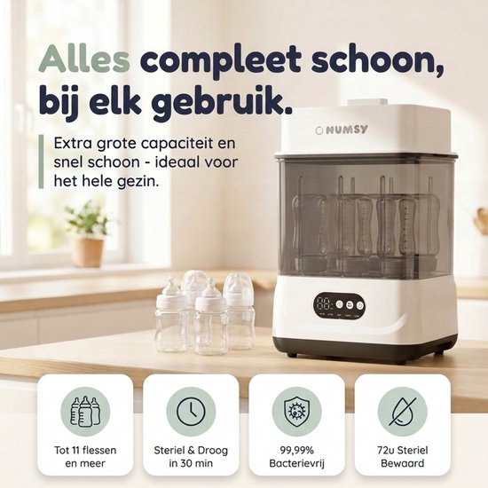 Numsy Flessen Sterilisator Steamix Max - Flessen Sterilisator En Droger - Flessensterilisator Baby van Numsy — afbeelding 2