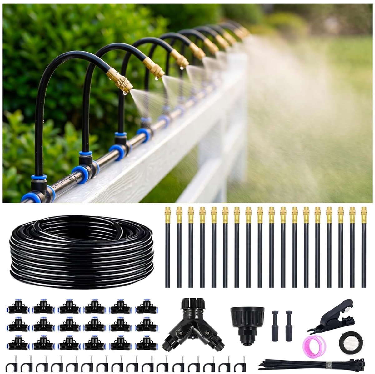 KZQ Automatisch Irrigatiesysteem 30 Meter Met 18 Sproeiers 360 Graden Verstelbaar Voor Tuin En Gazon