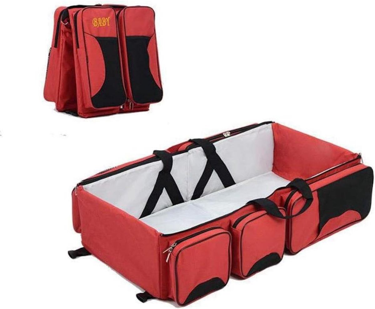 Baby Reisbed Luiertas - Reiswieg Baby - Onderweg Slapen - 2 in 1 Ontwerp - 74 x 35 cm - Rood