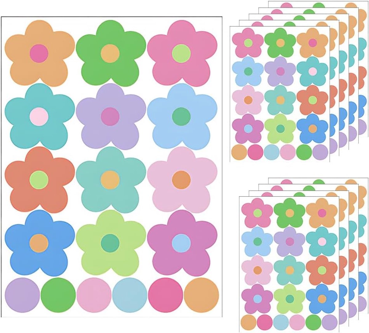 10 stuks Vellen Kleurrijke Polka Dot Muurstickers, Boho Terrazzo Geometrische Abstracte Muursticker, Onregelmatige Stippen Muursticker, Muurstickers, voor Meubels, Slaapkamer, Woonkamer Decoratie（Kleurrijke bloemen）