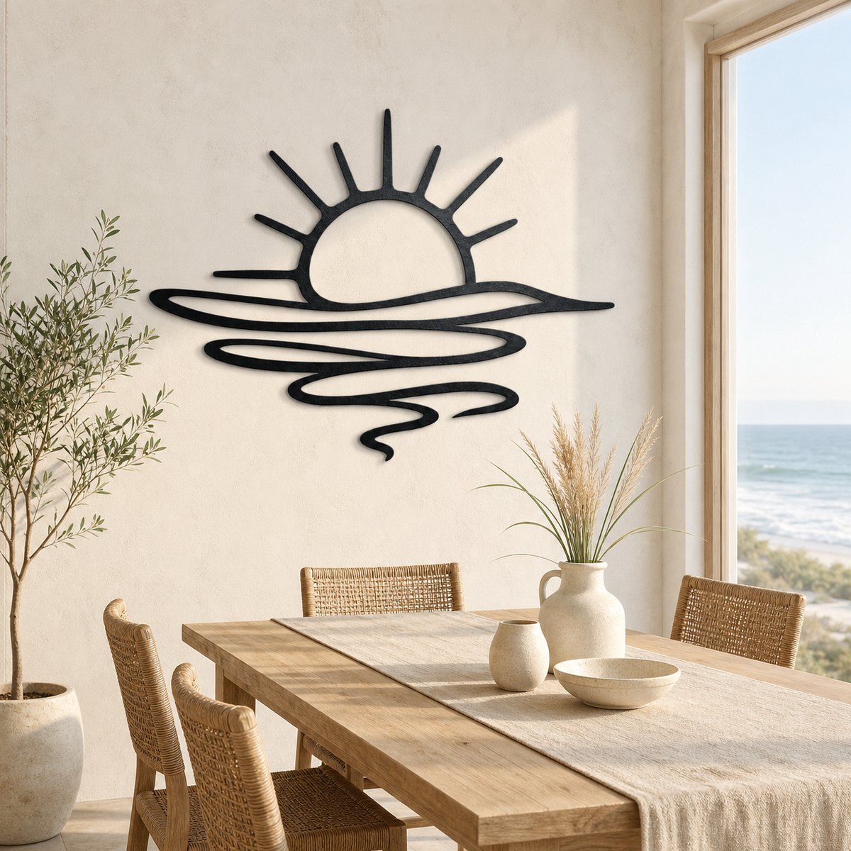 Ondergaande Zon - Muurdecoratie - Wanddecoratie - Muurdecoratie woonkamer - Schilderij - Muurdecoratie slaapkamer - Industrieel - Wanddecoratie hout natuurlijk - Wanddecoratie buiten - Wanddecoratie tuin - Valentijn decoratie - Moederdag - Slaapkamer