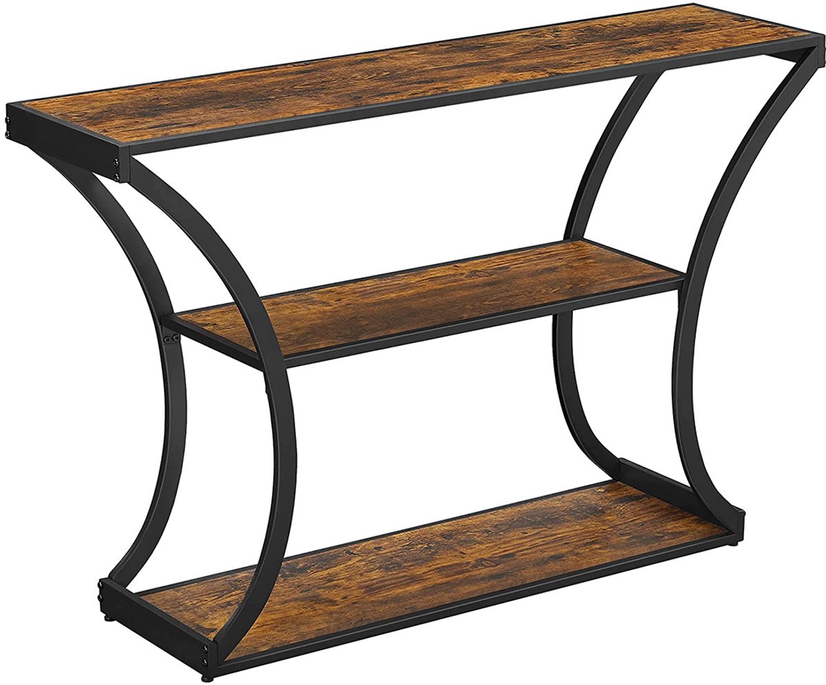 Consoletafel in industriële stijl met 3 planken – Vintage Bruin-zwart