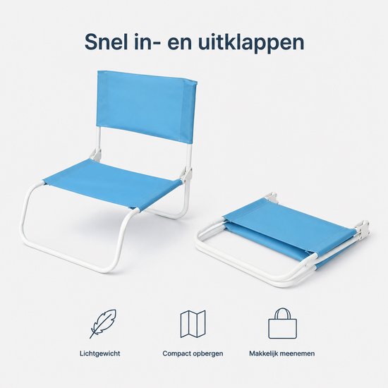 Opvouwbare Strandstoel - Lage Campingstoel - Lichtgewicht - Blauw — afbeelding 2